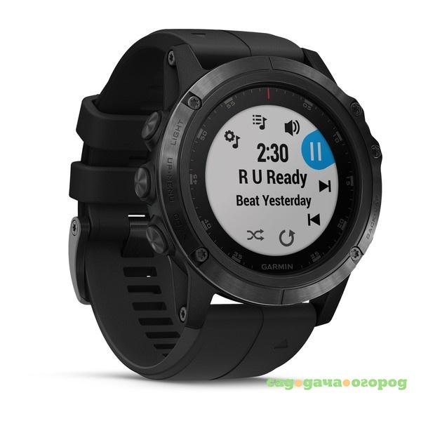 Фото Спортивный навигатор Garmin FENIX 5X PLUS SAPPHIRE черные с черным ремешком