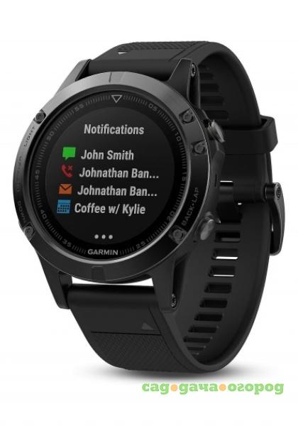 Фото Спортивный навигатор Garmin Fenix 5 SAPPHIRE черные с черным ремешком