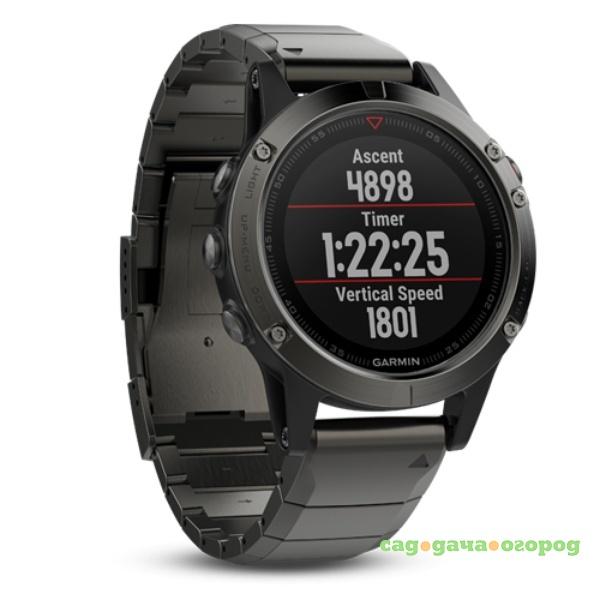 Фото Спортивный навигатор Garmin FENIX 5X SAPPHIRE серые с металлическим браслетом (010-01733-03)