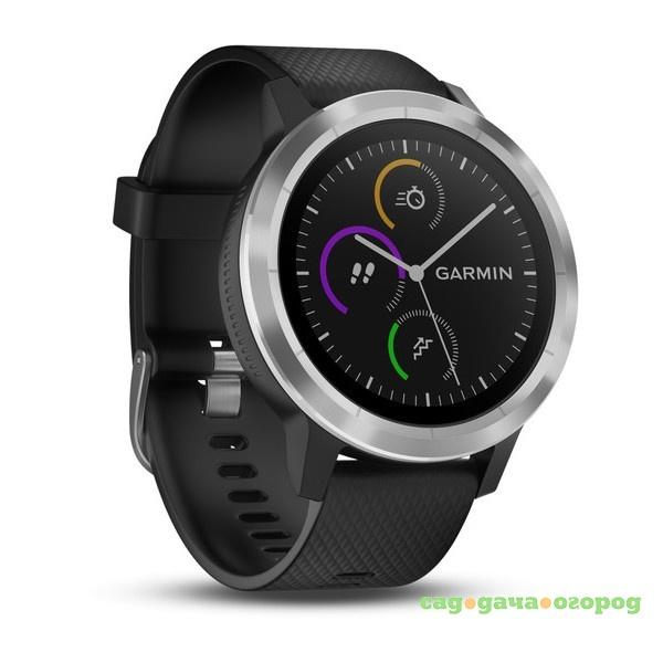 Фото Спортивный навигатор Garmin VIVOACTIVE 3 серебристые с черным ремешком (010-01769-02)