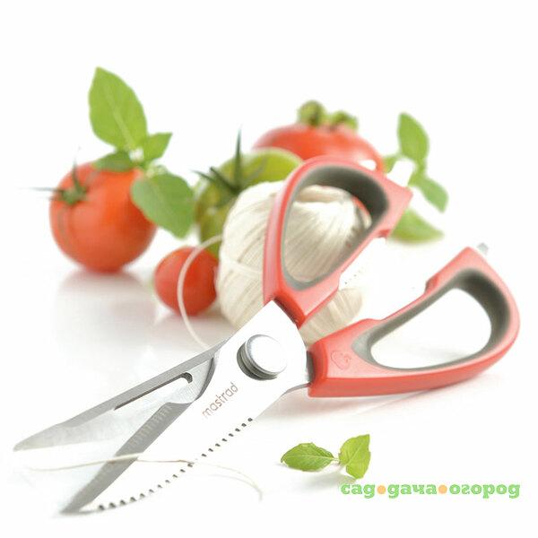 Фото Ножницы кухонные Mastrad мультифункциональные с магнитным держателем, цвет красный