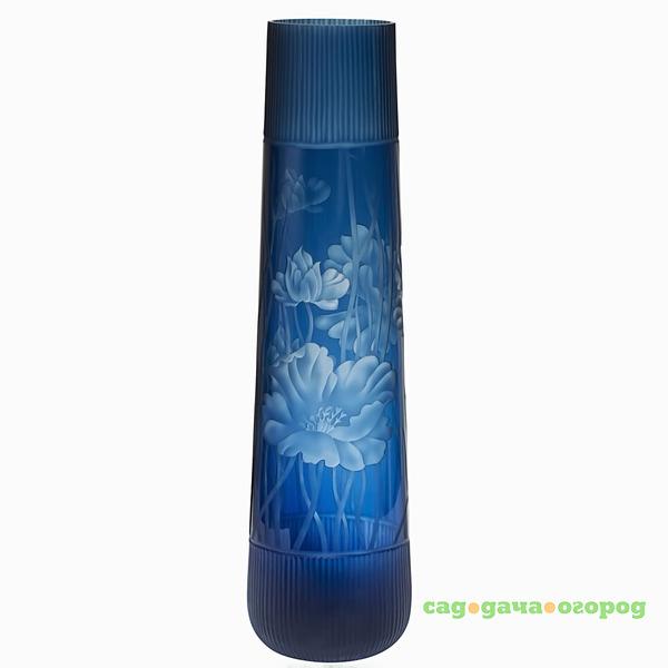 Фото Стеклянная ваза синего цвета