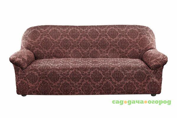 Фото Еврочехол на 3-ех местный диван Жаккард ламе красный