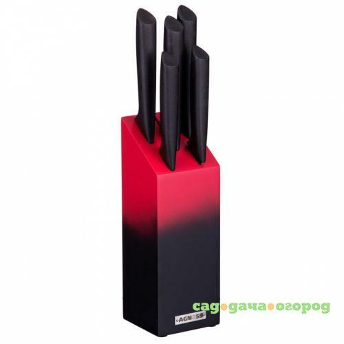 Фото Набор ножей AGNESS, 6 предметов, на подставке, красный