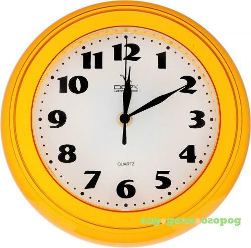 Фото Часы настенные ВЕГА, Классика, 22,5 см, оранжевый кант