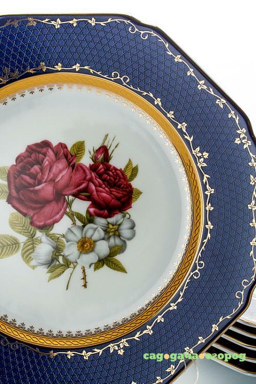 Фото Набор тарелок обеденных PORCELAINE Czech Gold Hands, 6 предметов, синий