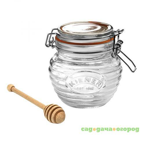 Фото Банка для меда KILNER, Clip Top, 0,4 л, с ложкой, бугельный замок