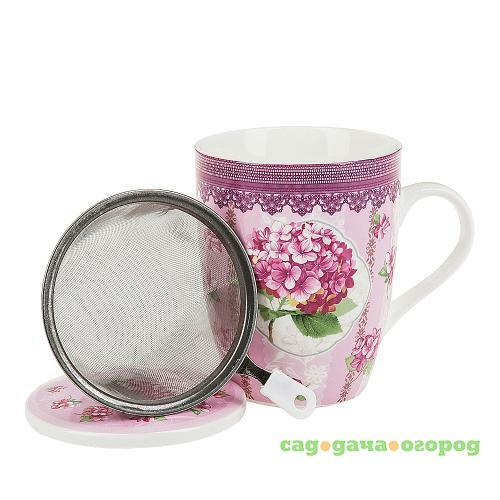 Фото Кружка для заваривания чая Nouvelle, Розовая гортензия, 320 мл, с фильтром