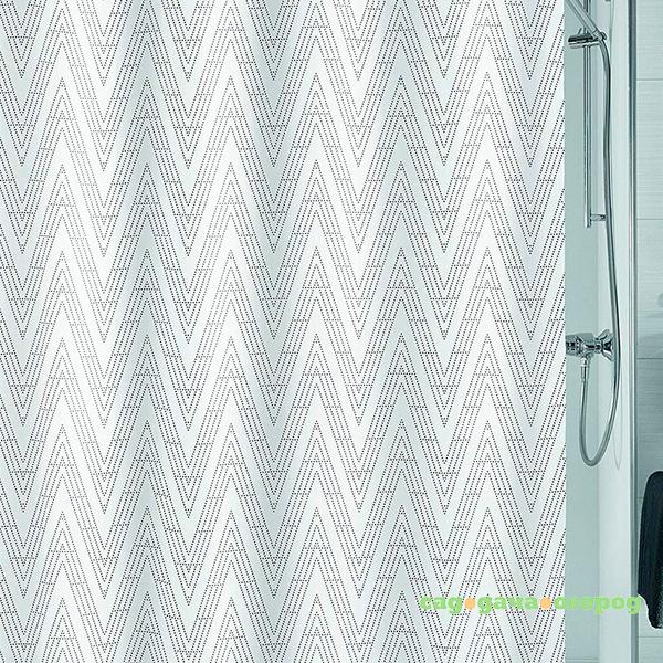 Фото Zigzag Dark grey Шторка для ванной 180x200 см, 100% полиэстер