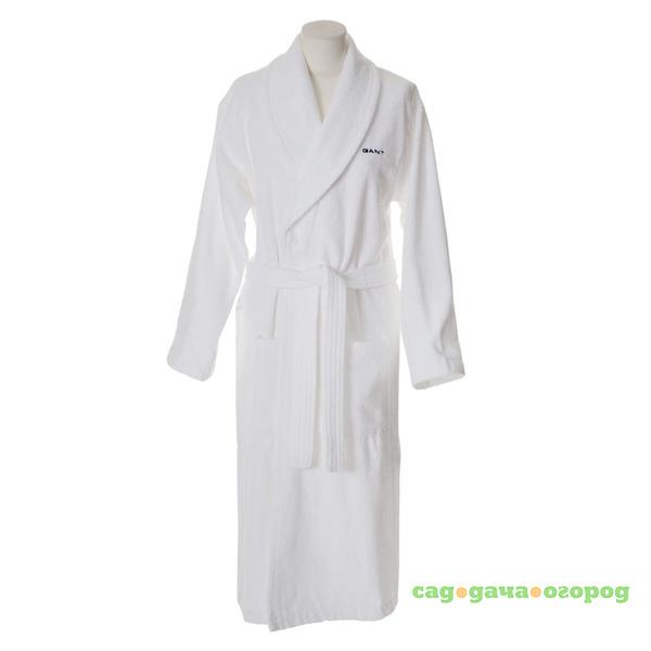 Фото Халат махровый унисекс Gant Home PREMIUM VELOUR ROBE, размер M, белый, 100% египетский хлопок