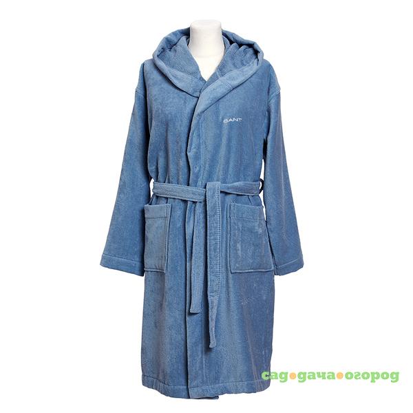 Фото LIGHT VELOUR ROBE Халат махровый унисекс (100%хл,320г/м2), размер XXL,голуб.