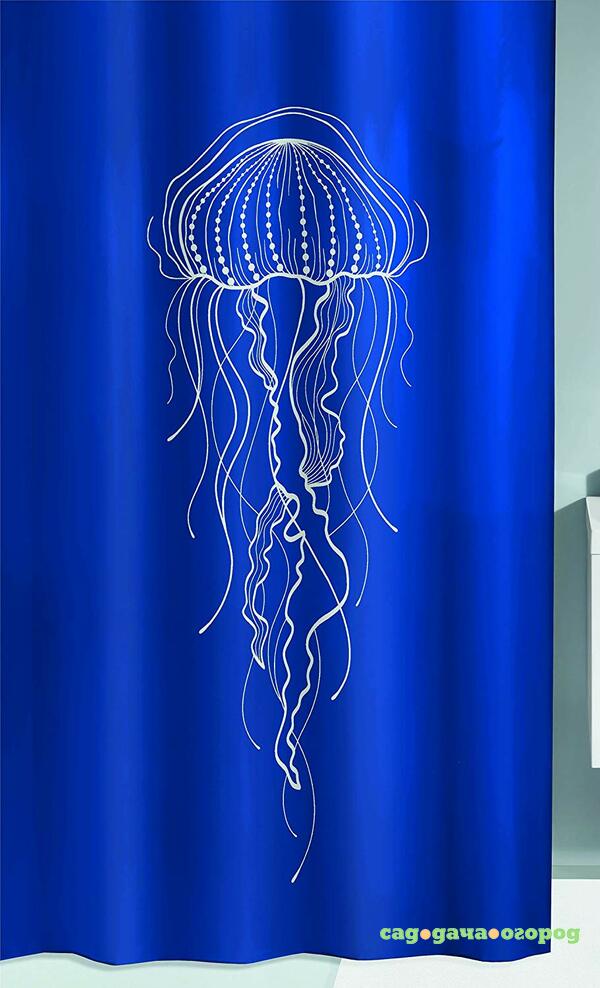 Фото Jellyfish Royal blue Шторка для ванной 180x200 см, PEVA