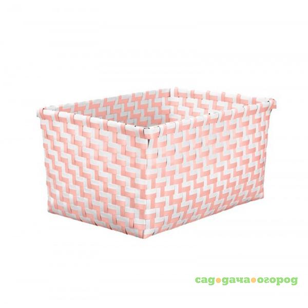 Фото Box Double Light Pink Корзина для хранения, пп, бел/розовый, 33х17х23 см