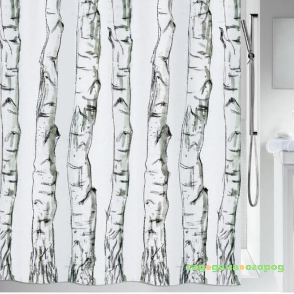 Фото Штора для ванной Spirella Wood, 180х200см, полиэстер, белый, черный