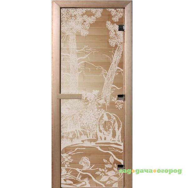 Фото Дверь для сауны стеклянная Doorwood DW00934 Мишки в лесу прозрачная 700х1900 мм