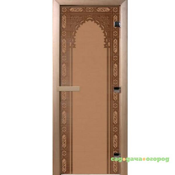 Фото Дверь для сауны стеклянная Doorwood DW01508 Восточная арка бронза матовая 700х1900 мм