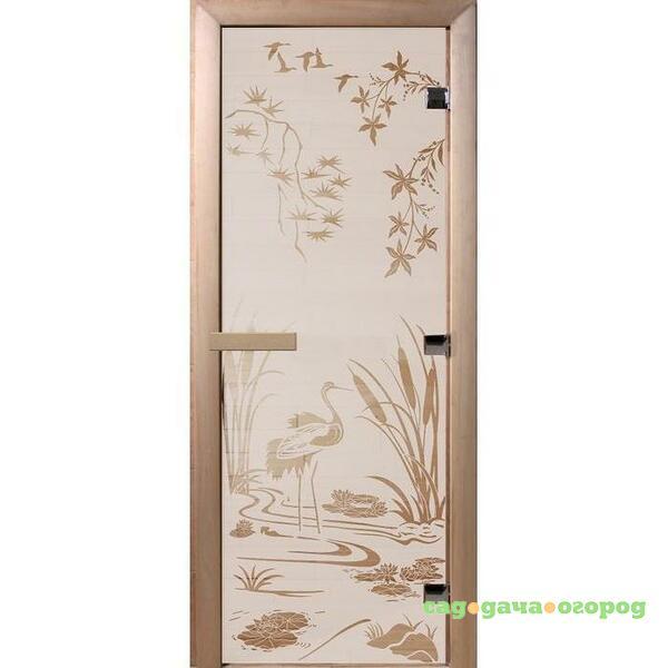 Фото Дверь для сауны стеклянная Doorwood Камышовый рай сатин 700х1900 мм