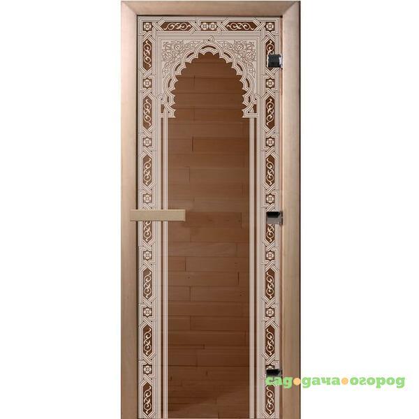 Фото Дверь для сауны стеклянная Doorwood DW00079 Восточная арка бронза 700х1900 мм