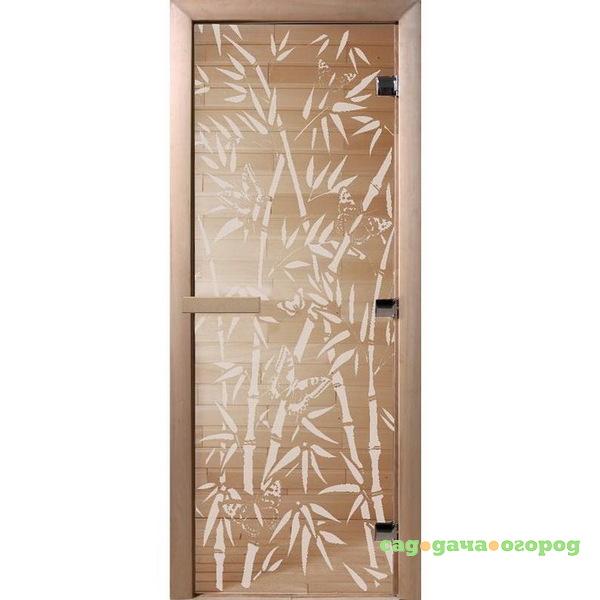 Фото Дверь для сауны стеклянная Doorwood DW00962 Бамбук и бабочки прозрачная 800х2000 мм
