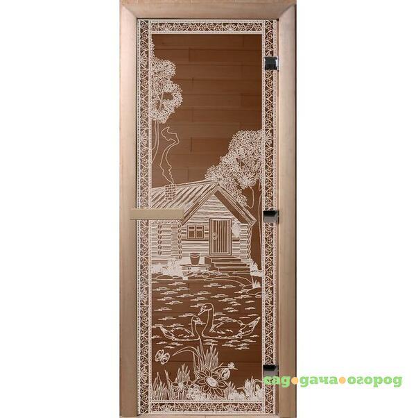 Фото Дверь для сауны стеклянная Doorwood DW00918 Банька в лесу бронза 700х1900 мм