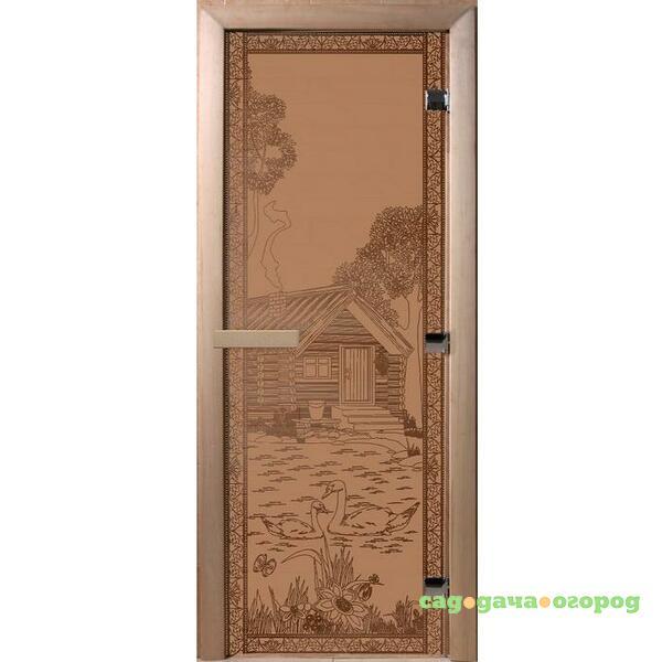 Фото Дверь для сауны стеклянная Doorwood DW00922 Банька в лесу бронза матовая 800х2000 мм