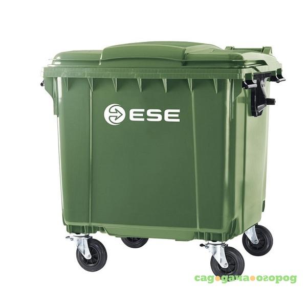 Фото Контейнер пластиковый для мусора Ese с плоской крышкой 1100 л зеленый