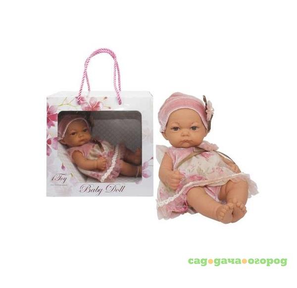 Фото Пупс 1TOY Baby Doll в цветном розовом платьице и шапочке с бантиком 25 см