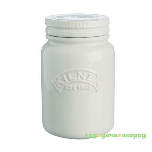 Фото Банка для сыпучих продуктов KILNER, Push Top, 0,6 л, белый