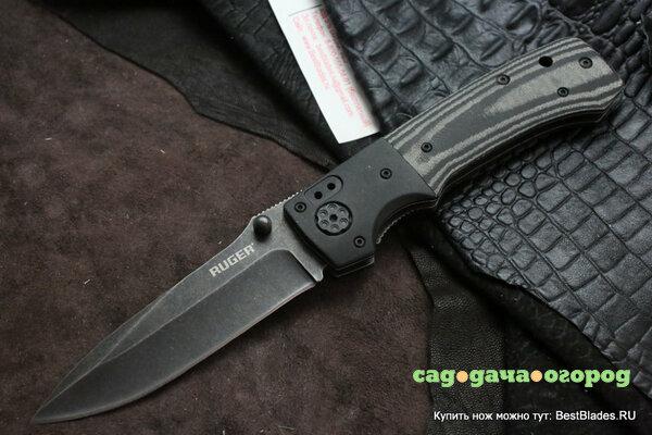 Фото Нож складной Ruger Knives All-Cylinders™ Folder, Bill Harsey Design, Blackwashed Plain Blade 100 мм. CRR2001K (CRKT)