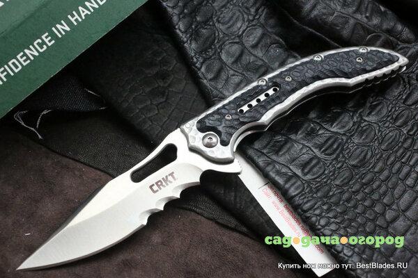 Фото Складной нож CRKT 5473 Flavio Ikoma Design Fossil IKBS Flipper, Satin Finish Combo Blade, Steel Handle with G10 Inlays