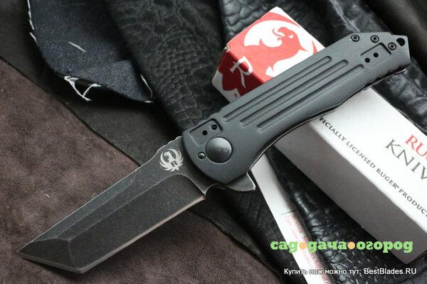 Фото Нож складной Ruger Knives 2-Stage™ Compact Flipper, Blackwashed Plain Blade 80 мм. CRR2103K (CRKT)