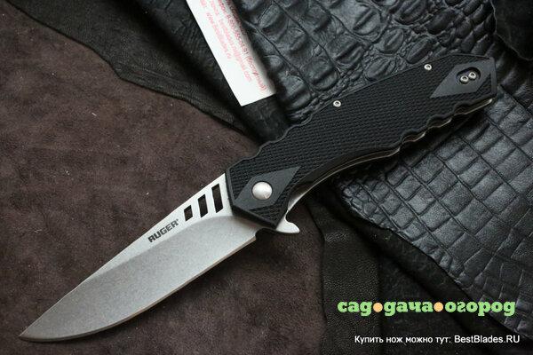 Фото Нож складной Ruger Knives Follow-Through™ IKBS® Flipper, Stonewashed Plain Blade 90 мм. CRR1701 (CRKT)