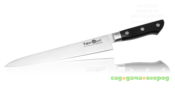 Фото F-805, Нож для тонкой нарезки Tojiro Western Knife, 240 мм, сталь VG10, 3 слоя, рукоять пластик