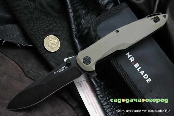 Фото Нож складной Mr.Blade Convair сталь D2 Black Stonewash рукоять G10 Tan