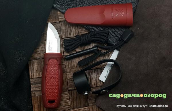 Фото Нож Morakniv Eldris, нержавеющая сталь, красный, с огнивом