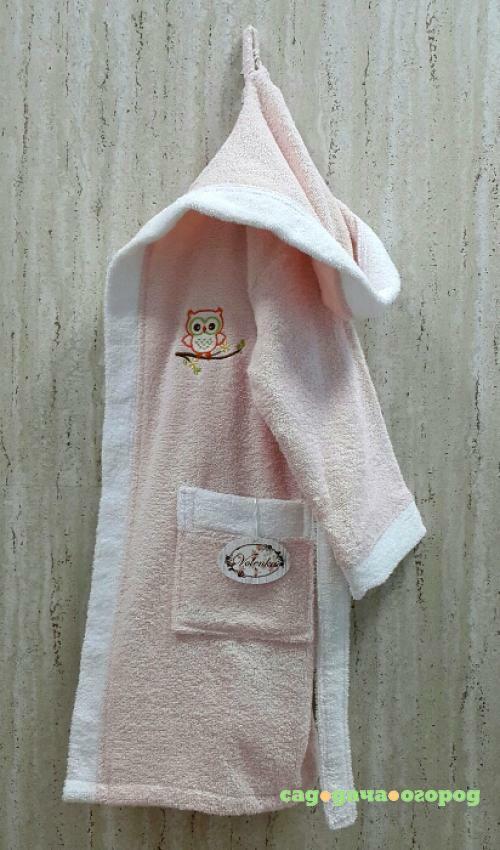Фото Детский банный халат Volenka, Совенок, XL, розовый