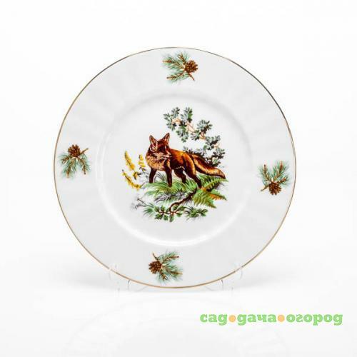 Фото Тарелка закусочная PORCELAINE Czech Gold Hands, Охота, 25 см