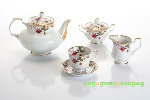 Фото Чайный сервиз PORCELAINE Czech Gold Hands, Шиповник, 15 предметов