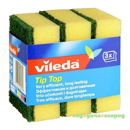 Фото Губка для посуды vileda, Tip Top, 3 шт, желтый