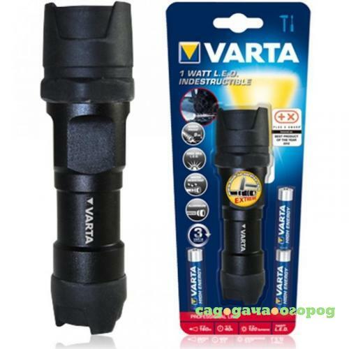 Фото Карманный фонарь VARTA, INDESTRUCTIBLE, 3AAA, 1W, черный