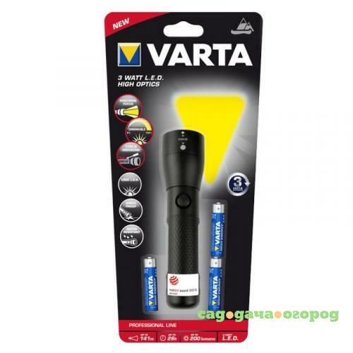 Фото Карманный фонарь VARTA, HIGH OPTICS LIGHT, 3AAA, 3W