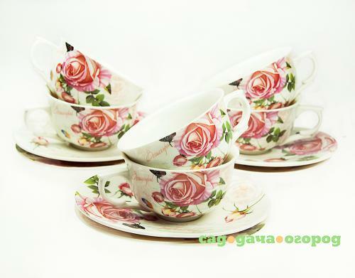Фото Кофейный набор Русские подарки, Чайная роза, 12 предметов