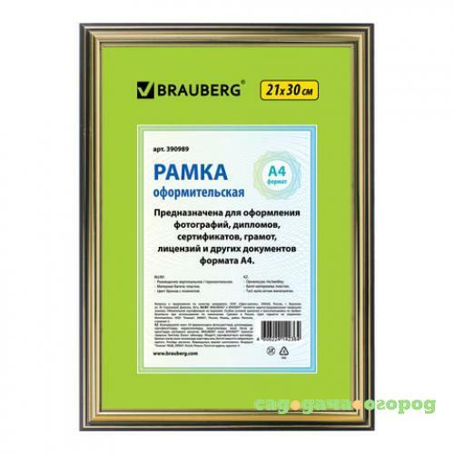 Фото Рамка BRAUBERG, HIT3, 21*30 см, багет 2 см, бронза, золото