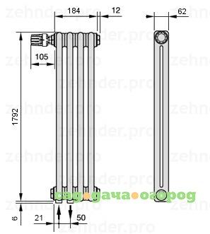 Фото Zehnder Charleston 2180/4 TL