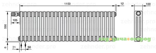 Фото Zehnder Charleston 3057/25 TL