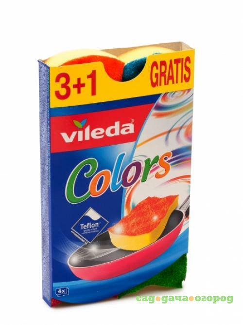 Фото Губка для посуды vileda, Colors, 4 шт