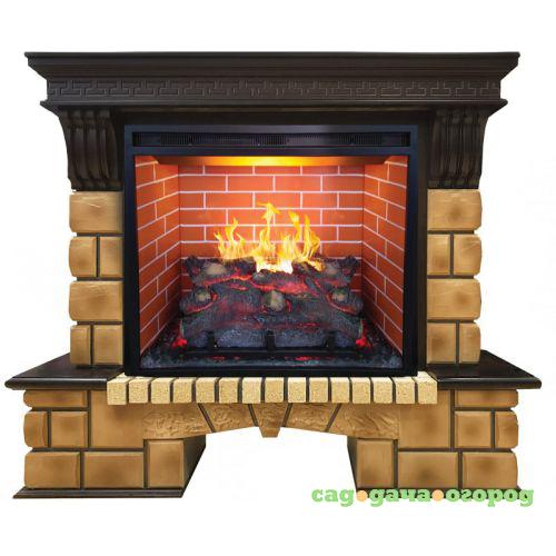 Фото Real-Flame Stone Brick 26 AO с очагом 3D Leeds 26