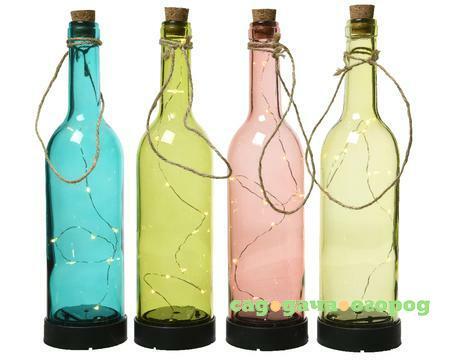 Фото Бутылка декор с подсветкой Kaemingk garden 8х30.5см в ассортименте