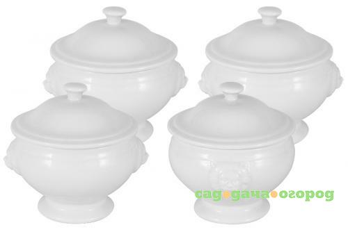 Фото Набор чашек сервировочных MAXWELL & WILLIAMS, Белая коллекция, 4 предмета, с крышками