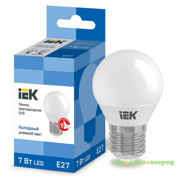 Фото Лампа светодиодная IEK Eco G45 7 Вт Е27 6500К